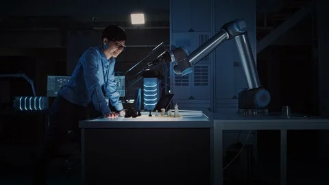 Japanese Development Engineer is Testing an Artificial Intelligence Interface Stock Footage 105351909