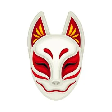 Japanese Devil Mask with Smile for Performance Vector Illustration 스톡 일러스트