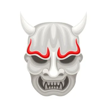 Japanese Devil Mask with Smile for Performance Vector Illustration Stock Illustration