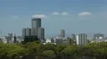 Japanese Downtown City Center Establishing Shot Osaka Skyline Aerial View Office HD Footage