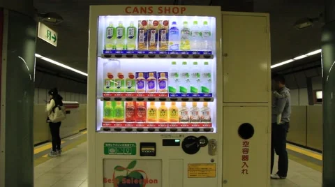 Japanese Drinks Vending machine at Train station Video stock 58960862