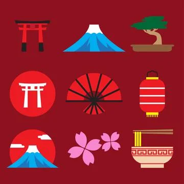 The  Japanese elements icon for decoration concept Stock Illustration