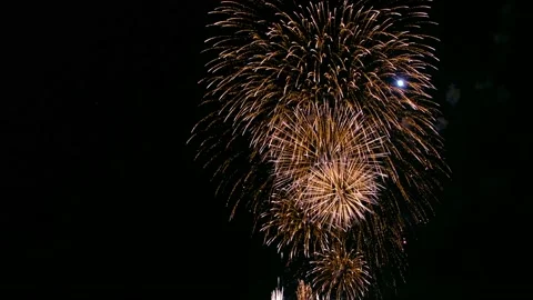 Japanese Fireworks Pyrotechnics, Black Footage Stock Footage