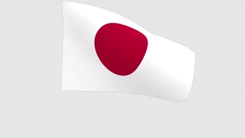 Japanese flag – 3d render looped with alpha channel. 库存影片 334657623
