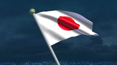 Japanese Flag Animation Stock Footage 40199176