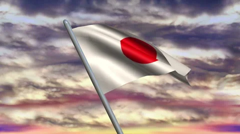 Japanese Flag Animation Vídeo Stock 40205497