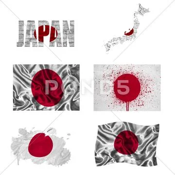 Japanese flag collage Stock Illustration