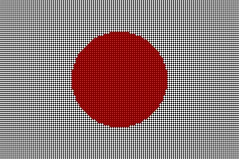 Japanese flag with dot pattern like LED display Stock Illustration