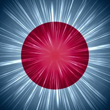 Japanese flag with light rays Stock Illustration