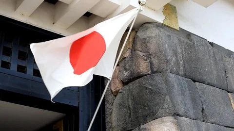 Japanese flag waving Stock Footage 79274759