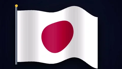 Japanese flag waving gently in the wind with a dark background during daytime Stock Footage 345320708