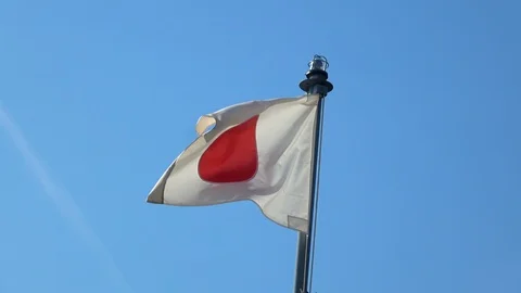 Japanese flag waving in the wind, 4K Stock Footage 101865331