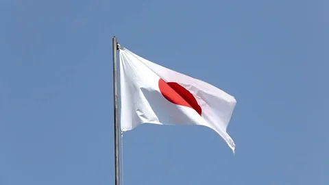 Japanese flag waving in wind Stock Footage 77325801