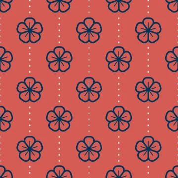 Japanese floral seamless pattern on Light background vector illustration 스톡 일러스트