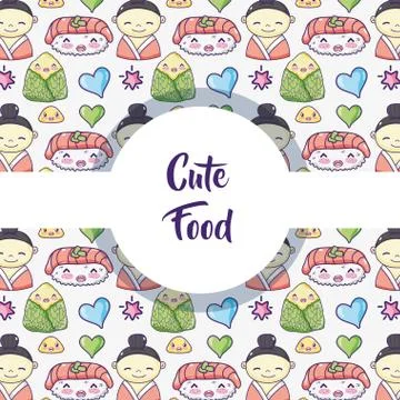 Japanese food background pattern Stock Illustration