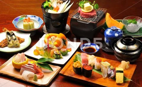 Japanese food collage Stock Photos