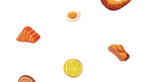 Japanese food delicious pattern Stock Footage 176068913