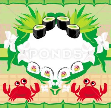 Japanese food funny menu card Stock Illustration