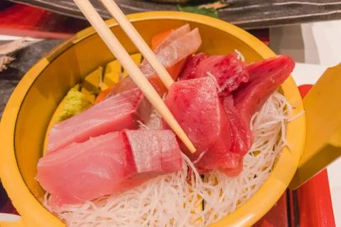Japanese food swith chopsticks Stock Photos
