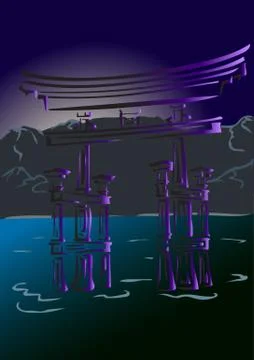 Japanese gate Stock Illustration