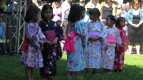 Japanese German kids in Japanese Kimono Stock Footage