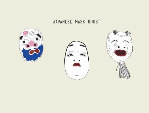 Japanese ghost masks vector Stock Illustration