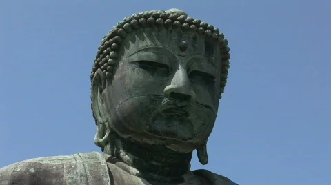Japanese Giant Buddha in Kamakura 1 - Top of the head. Stock Footage