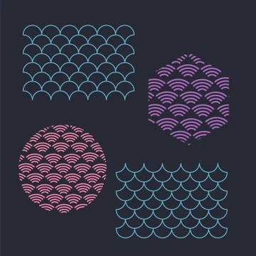 Japanese Gold background and pattern. Wave pattern. Sea japan pattern vector Stock Illustration