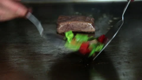 Japanese griddle vegetables with meat Stock Footage 232916469