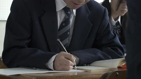 Japanese high-school students studying in the classroom Stock Footage 58932293