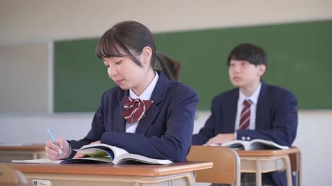 Japanese high school students studying in the classroom Stock Footage 163000651