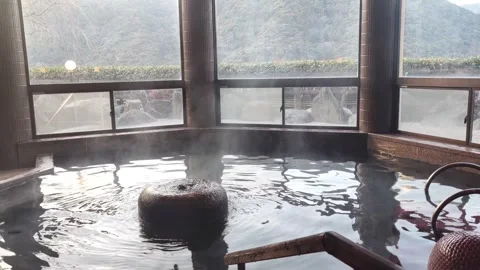 Japanese hot spring. Onsen. Stock Footage 263345560