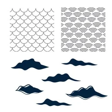 Japanese inspired pattern vector. Sea japan pattern vector Illustrazione stock