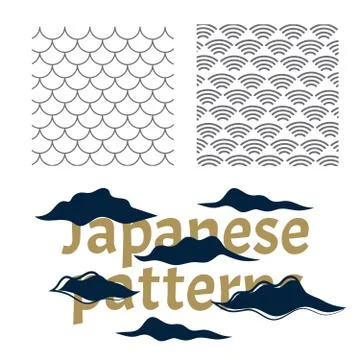 Japanese inspired pattern vector. Sea japan pattern vector Illustrazione stock