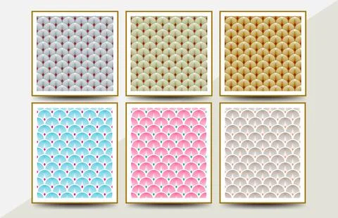 Japanese-Inspired Scallop Pattern Pack Stock Illustration