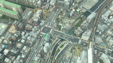 Japanese Intersection From Tall Building Stock Footage 78885750