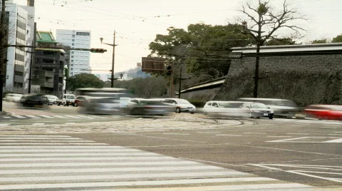 Japanese Intersection (Time Lapse) Video stock 655375