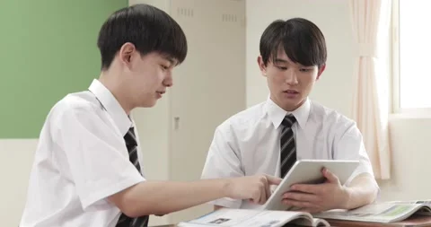 Japanese junior-high school students in the classroom Stock Footage 163001463