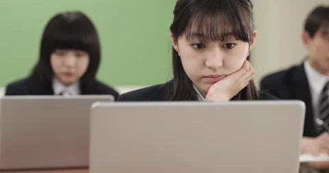 Japanese junior-high school students in the classroom Stock Footage 163001620
