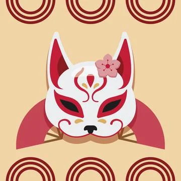 Japanese kitsune mask pattern. Vector Illustrazione stock