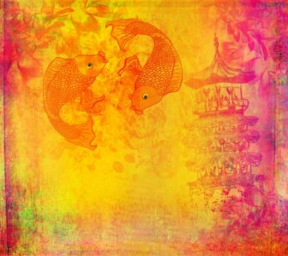 Japanese koi background Stock-Illustration