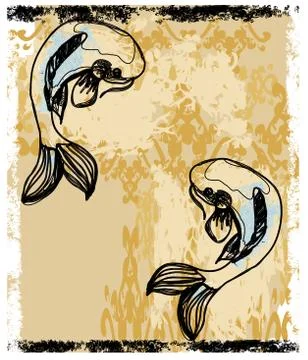 Japanese koi background Stock Illustration