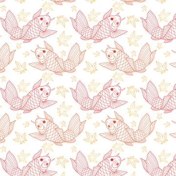 Japanese koi fish seamless pattern Stock Illustration