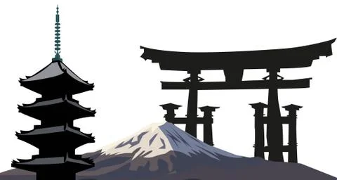 Japanese landmarks Stock Illustration