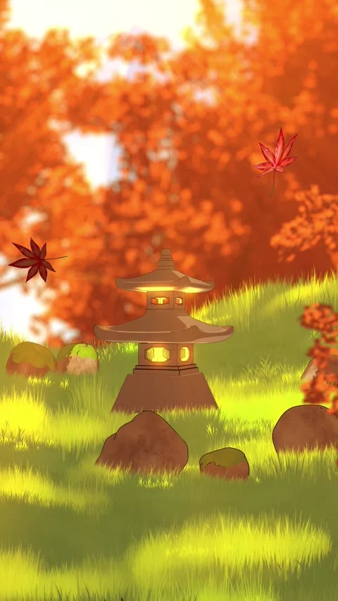 Japanese lantern autumn vertical loop Stock Footage 334660069