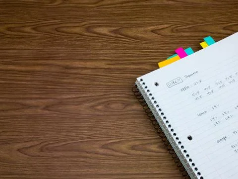 Japanese; Learning New Language Writing Words on the Notebook Stock Photos