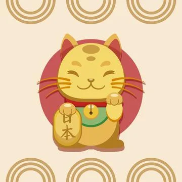 Japanese lucky cat pattern. Vector Stock Illustration