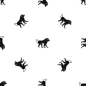 Japanese macaque pattern seamless black Stock Illustration