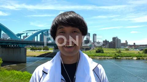 JAPANESE MAN making funny faces. Stock Photos