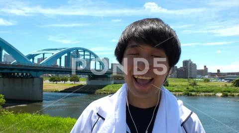JAPANESE MAN making funny faces. Stock Photos